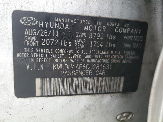 Продаж на аукціоні авто 2012 Hyundai Elantra Gls, vin: KMHDH4AE6CU281631, номер лоту: 70011122