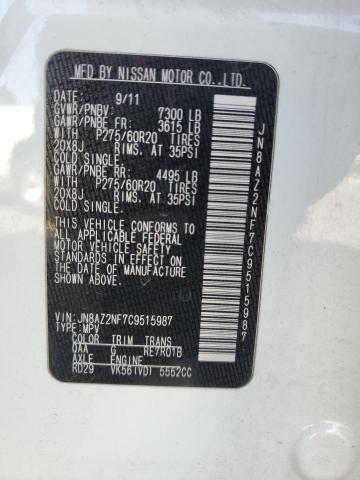 Aukcja sprzedaży 2012 Infiniti Qx56, vin: JN8AZ2NF7C9515987, numer aukcji: 70164242