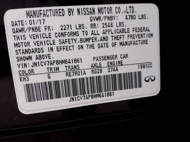 69897012 :رقم المزاد ، JN1CV7AP8HM641861 vin ، 2017 Infiniti Q50 Base مزاد بيع