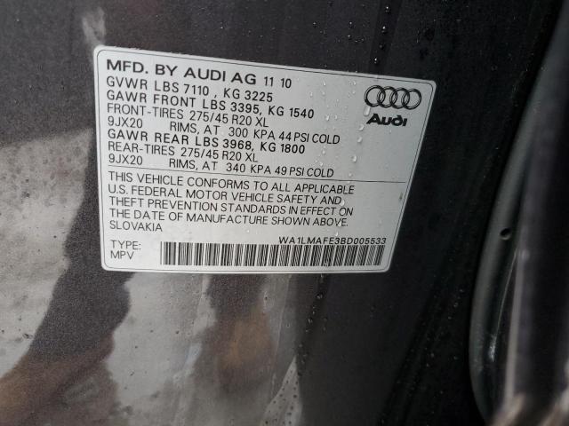 70165682 :رقم المزاد ، WA1LMAFE3BD005533 vin ، 2011 Audi Q7 Premium Plus مزاد بيع