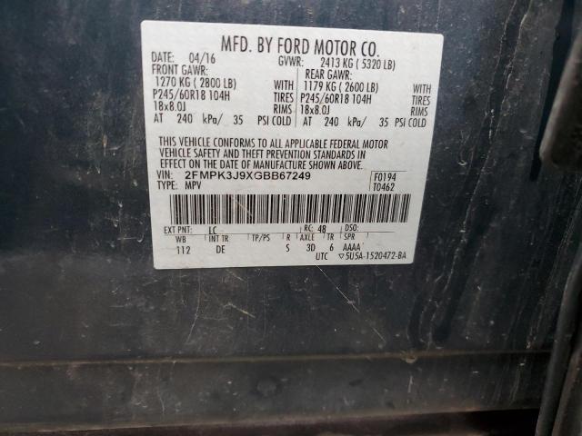 2016 Ford Edge Sel მანქანა იყიდება აუქციონზე, vin: 2FMPK3J9XGBB67249, აუქციონის ნომერი: 70174752