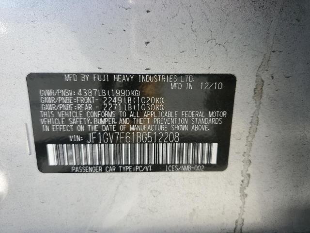 Продаж на аукціоні авто 2011 Subaru Impreza Wrx, vin: JF1GV7F61BG512208, номер лоту: 70616262