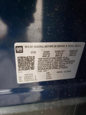 69820882 :رقم المزاد ، 3GNAXUEV0NL275221 vin ، 2022 Chevrolet Equinox Lt مزاد بيع