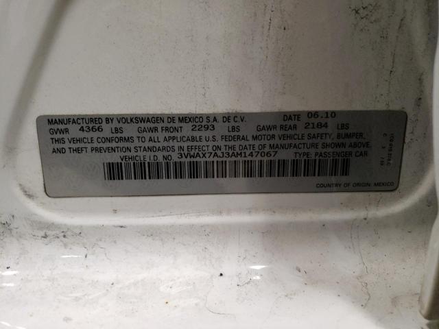 Продаж на аукціоні авто 2010 Volkswagen Jetta Limited, vin: 3VWAX7AJ3AM147067, номер лоту: 69608572