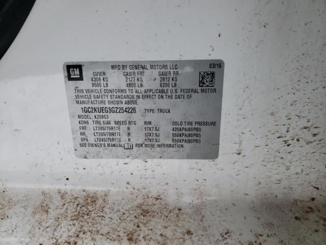 70530352 :رقم المزاد ، 1GC2KUEG3GZ254226 vin ، 2016 Chevrolet Silverado K2500 Heavy Duty مزاد بيع
