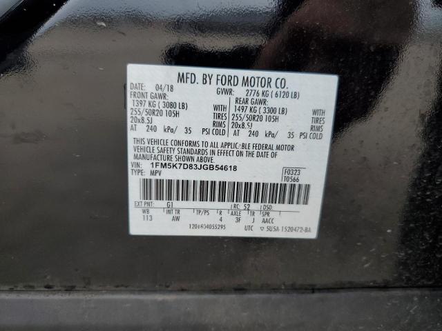 70580872 :رقم المزاد ، 1FM5K7D83JGB54618 vin ، 2018 Ford Explorer Xlt مزاد بيع