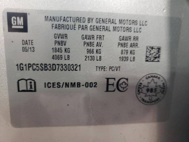 2013 Chevrolet Cruze Lt მანქანა იყიდება აუქციონზე, vin: 1G1PC5SB3D7330321, აუქციონის ნომერი: 70963372
