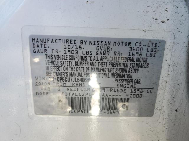 70188822 :رقم المزاد ، 3N1CP5CU7JL540649 vin ، 2018 Nissan Kicks S مزاد بيع