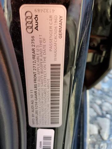2012 Audi A6 Premium Plus მანქანა იყიდება აუქციონზე, vin: WAUGGAFC8CN061960, აუქციონის ნომერი: 70120682