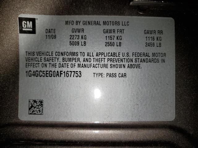 Продажа на аукционе авто 2010 Buick Lacrosse Cxl, vin: 1G4GC5EG0AF167753, номер лота: 71123292