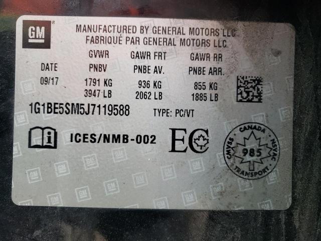 2018 Chevrolet Cruze Lt მანქანა იყიდება აუქციონზე, vin: 1G1BE5SM5J7119588, აუქციონის ნომერი: 70964812