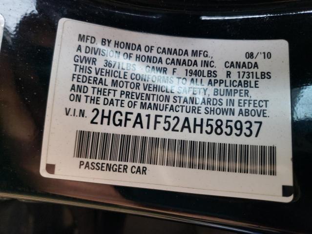Продажа на аукционе авто 2010 Honda Civic Lx, vin: 2HGFA1F52AH585937, номер лота: 71372862