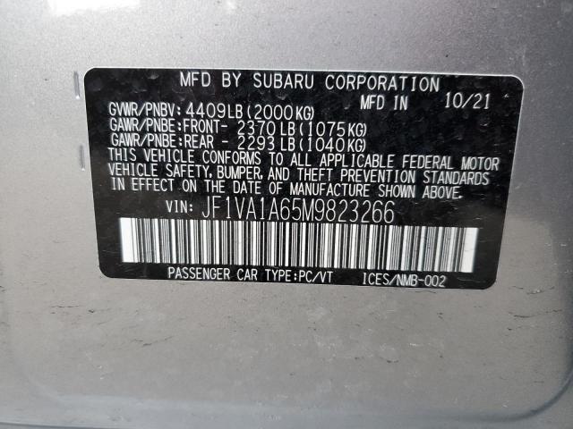 Aukcja sprzedaży 2021 Subaru Wrx, vin: JF1VA1A65M9823266, numer aukcji: 71402652