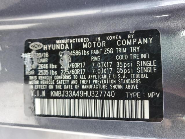 2017 Hyundai Tucson Limited მანქანა იყიდება აუქციონზე, vin: KM8J33A49HU327740, აუქციონის ნომერი: 71271762