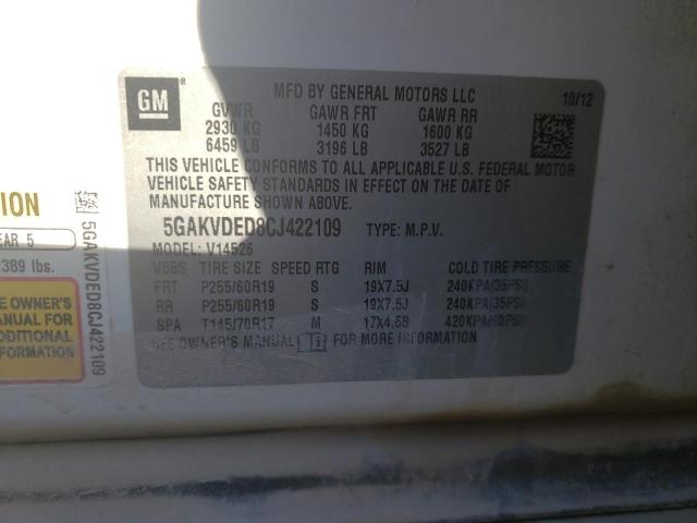 Aukcja sprzedaży 2012 Buick Enclave, vin: 5GAKVDED8CJ422109, numer aukcji: 70731062