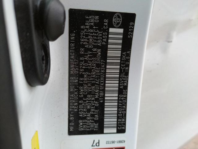 Aukcja sprzedaży 2017 Toyota Camry Le, vin: 4T1BF1FKXHU783477, numer aukcji: 71889562