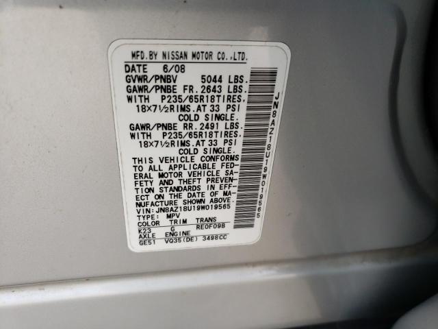 Auction sale of the 2009 Nissan Murano S, vin: JN8AZ18U19W019565, lot number: 71837762