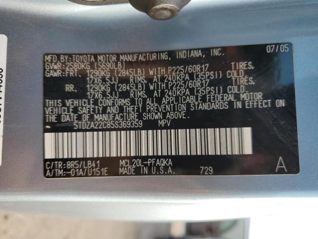 Aukcja sprzedaży 2005 Toyota Sienna Xle, vin: 5TDZA22C85S369359, numer aukcji: 72057232