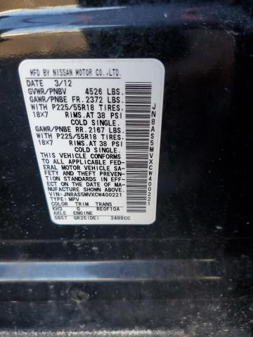 Продаж на аукціоні авто 2012 Nissan Rogue S, vin: JN8AS5MVXCW400221, номер лоту: 72426782