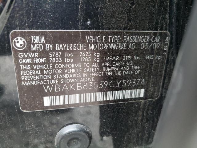 Aukcja sprzedaży 2009 Bmw 750 Li, vin: WBAKB83539CY59374, numer aukcji: 72040102