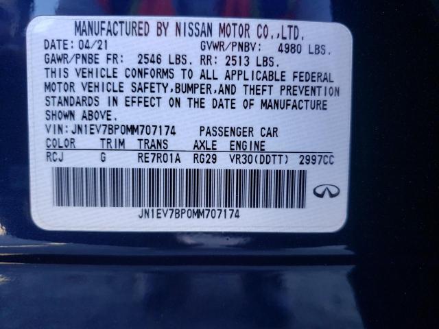 Aukcja sprzedaży 2021 Infiniti Q50 Luxe, vin: JN1EV7BP0MM707174, numer aukcji: 72602252