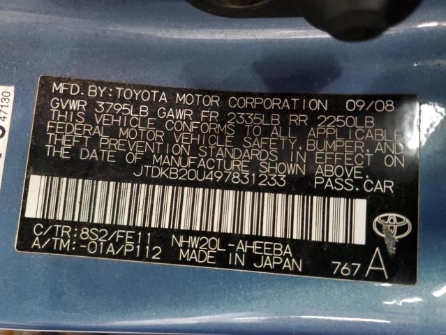 2009 Toyota Prius მანქანა იყიდება აუქციონზე, vin: JTDKB20U497831233, აუქციონის ნომერი: 72638292