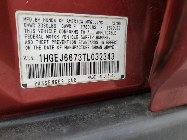 Aukcja sprzedaży 1996 Honda Civic Lx, vin: 1HGEJ6673TL032343, numer aukcji: 71358632