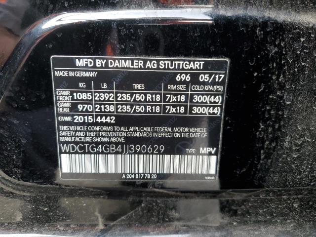 2018 Mercedes-benz Gla 250 4matic მანქანა იყიდება აუქციონზე, vin: WDCTG4GB4JJ390629, აუქციონის ნომერი: 72487552
