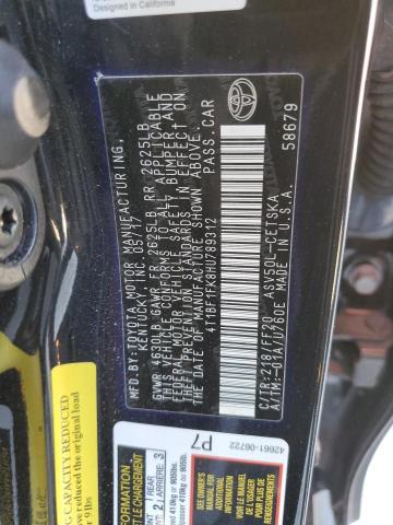 72624022 :رقم المزاد ، 4T1BF1FK8HU789312 vin ، 2017 Toyota Camry Le مزاد بيع