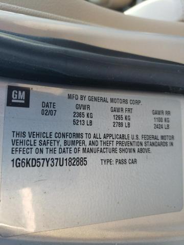 72516962 :رقم المزاد ، 1G6KD57Y37U182885 vin ، 2007 Cadillac Dts مزاد بيع