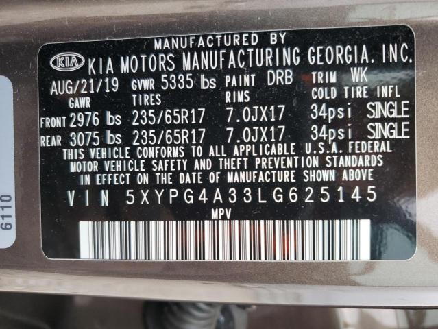 2020 Kia Sorento L მანქანა იყიდება აუქციონზე, vin: 5XYPG4A33LG625145, აუქციონის ნომერი: 72497442