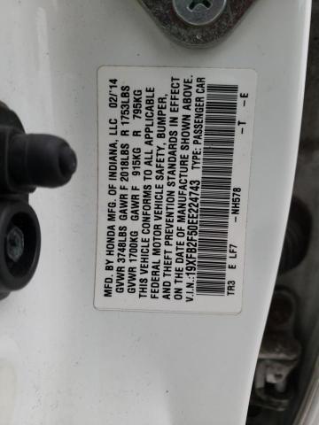 Продаж на аукціоні авто 2014 Honda Civic Lx, vin: 19XFB2F50EE224743, номер лоту: 72087202