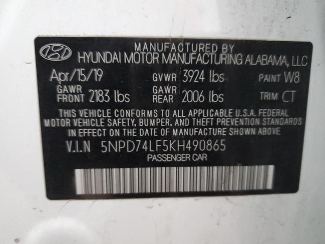 Aukcja sprzedaży 2019 Hyundai Elantra Se, vin: 5NPD74LF5KH490865, numer aukcji: 73181822