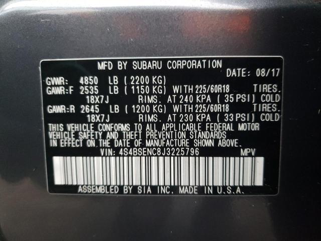 73540652 :رقم المزاد ، 4S4BSENC8J3225796 vin ، 2018 Subaru Outback 3.6r Limited مزاد بيع