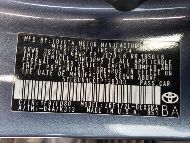 Продажа на аукционе авто 2014 Toyota Corolla L, vin: 5YFBURHE0EP128303, номер лота: 72449042