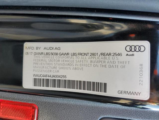 Aukcja sprzedaży 2018 Audi S4 Prestige, vin: WAUC4AF44JA004255, numer aukcji: 72518542