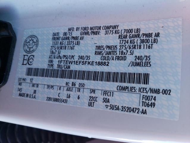 2015 Ford F150 Supercrew მანქანა იყიდება აუქციონზე, vin: 1FTEW1EF5FKE18882, აუქციონის ნომერი: 36057603
