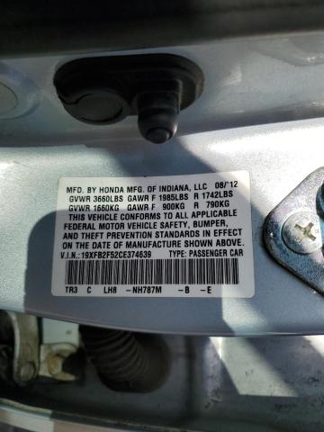 Продаж на аукціоні авто 2012 Honda Civic Lx, vin: 19XFB2F52CE374639, номер лоту: 35893103