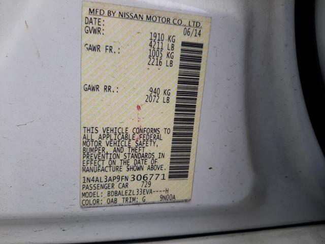Продажа на аукционе авто 2015 Nissan Altima 2.5, vin: 1N4AL3AP9FN306771, номер лота: 72273322