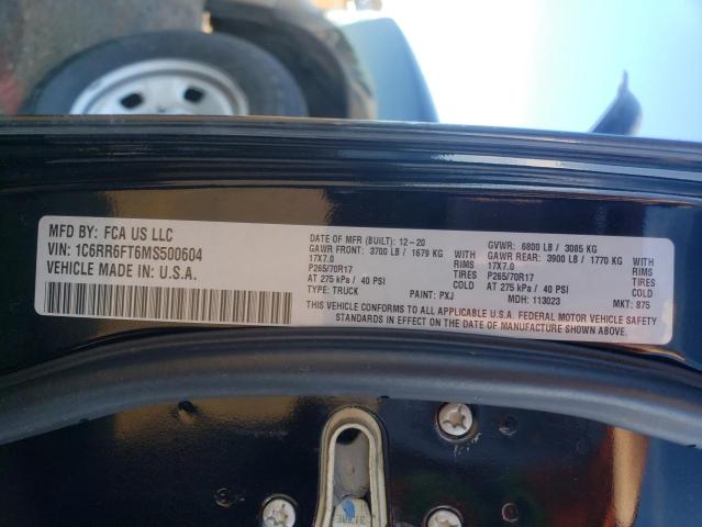 72583592 :رقم المزاد ، 1C6RR6FT6MS500604 vin ، 2021 Ram 1500 Classic Tradesman مزاد بيع