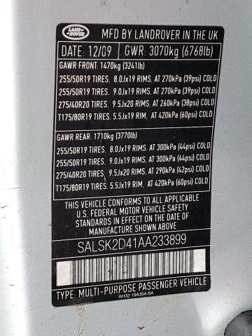 Продаж на аукціоні авто 2010 Land Rover Range Rover Sport Lux, vin: SALSK2D41AA233899, номер лоту: 36056863