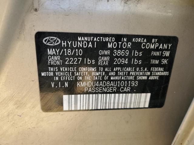 Продаж на аукціоні авто 2010 Hyundai Elantra Blue, vin: KMHDU4AD8AU101193, номер лоту: 35923503