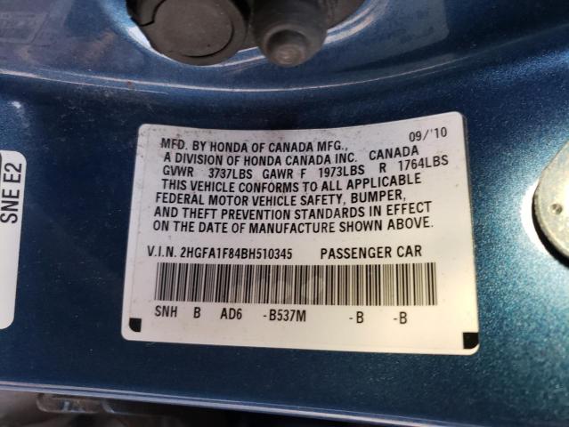 Продажа на аукционе авто 2011 Honda Civic Ex, vin: 2HGFA1F84BH510345, номер лота: 73552202