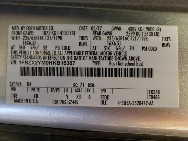 Продаж на аукціоні авто 2017 Ford Transit T-350, vin: 1FBZX2YM0HKB16387, номер лоту: 71742042