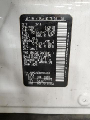 73163232 :رقم المزاد ، JN8AZ2NE6C9019750 vin ، 2012 Infiniti Qx56 مزاد بيع
