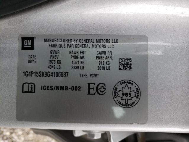 2016 Buick Verano მანქანა იყიდება აუქციონზე, vin: 1G4P15SK9G4106887, აუქციონის ნომერი: 35923973