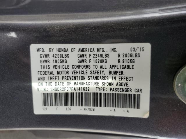 36546343 :رقم المزاد ، 1HGCR2F37FA141622 vin ، 2015 Honda Accord Lx مزاد بيع