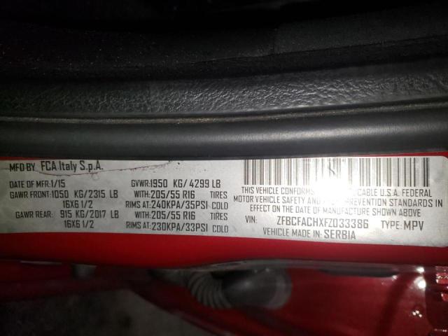 2015 Fiat 500l Lounge მანქანა იყიდება აუქციონზე, vin: ZFBCFACHXFZ033386, აუქციონის ნომერი: 36376973