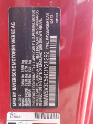 Продаж на аукціоні авто 2012 Mini Cooper S, vin: WMWSV3C59CTY28292, номер лоту: 35986733