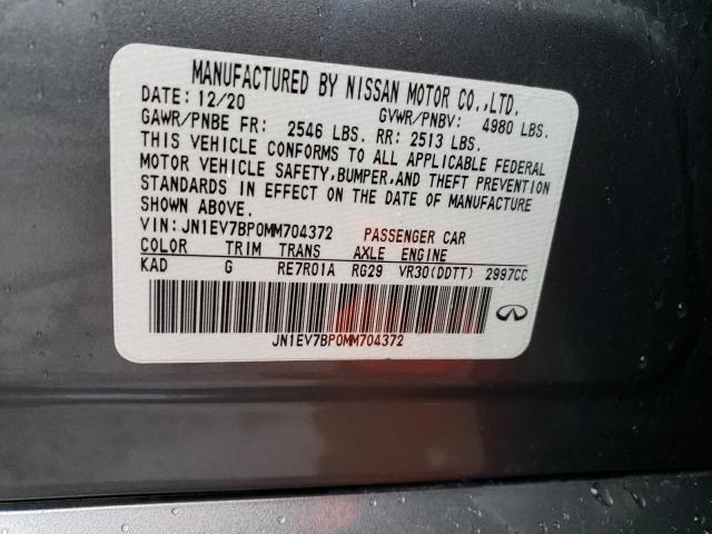 Aukcja sprzedaży 2021 Infiniti Q50 Luxe, vin: JN1EV7BP0MM704372, numer aukcji: 36974223